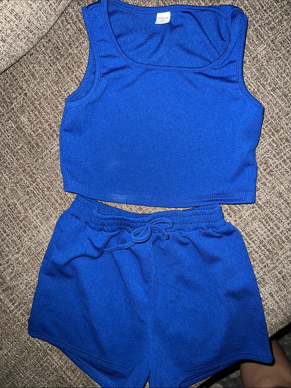 Girls SHEIN Royal Blue Ribbed Tank Top & Short set